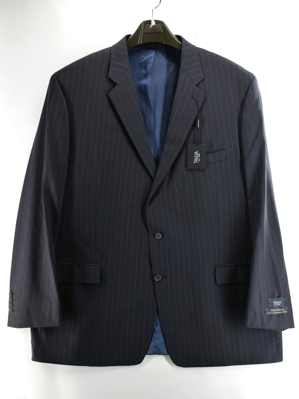Tallia Alta Resa Black Blazer Wool Mens 52L NWT Pinstripe Luxury Performance